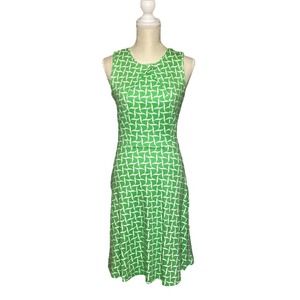 New York & Company Green And White Sleeveless Knee Length Dress Size Small